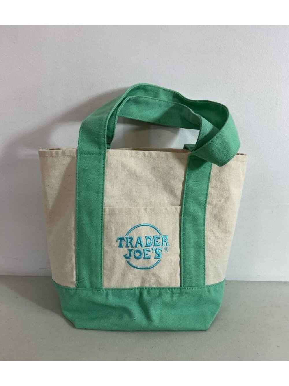 Trader Joe's Canvas Mini Tote Pastel Green
